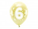 6 Ballons Eco 33 cm - chiffre '' 6 ''- or