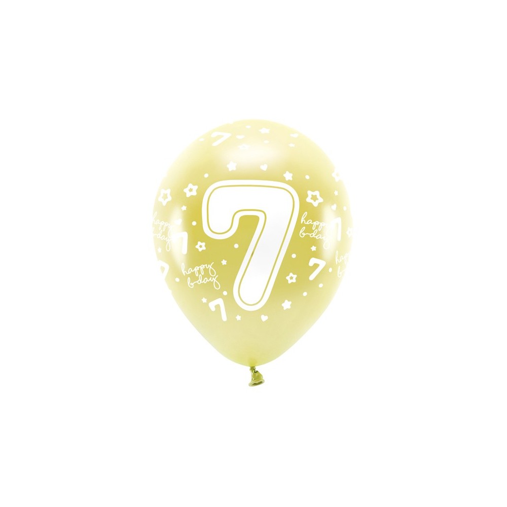 6 Ballons Eco 33 cm - chiffre '' 7 ''- or