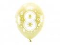 6 Ballons Eco 33 cm - chiffre '' 8 ''- or