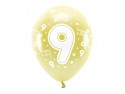 6 Ballons Eco 33 cm - chiffre ''9''- or