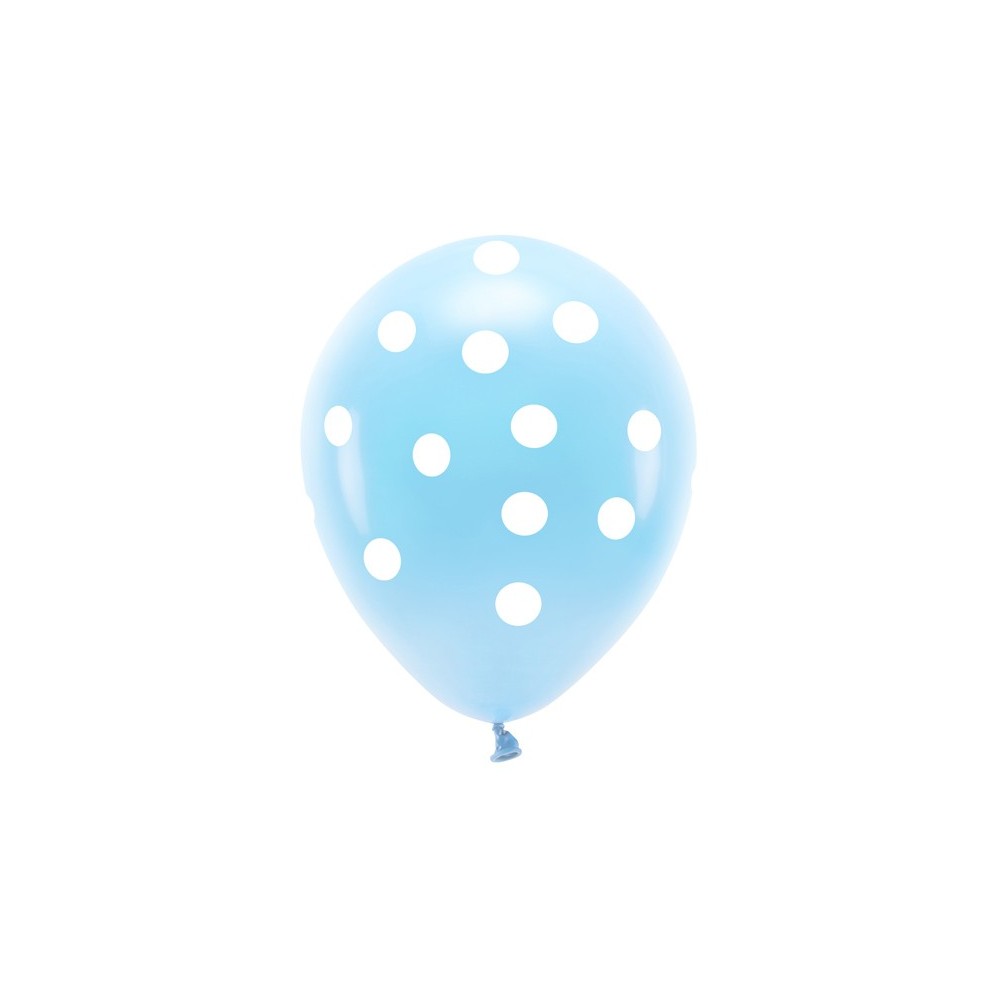 6 Ballons Eco 33 cm pastel - à pois - bleu
