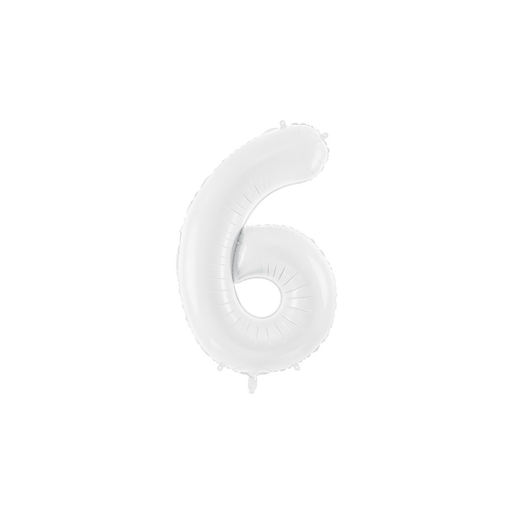 Ballon mylar Chiffre ''6''- 86 cm - blanc