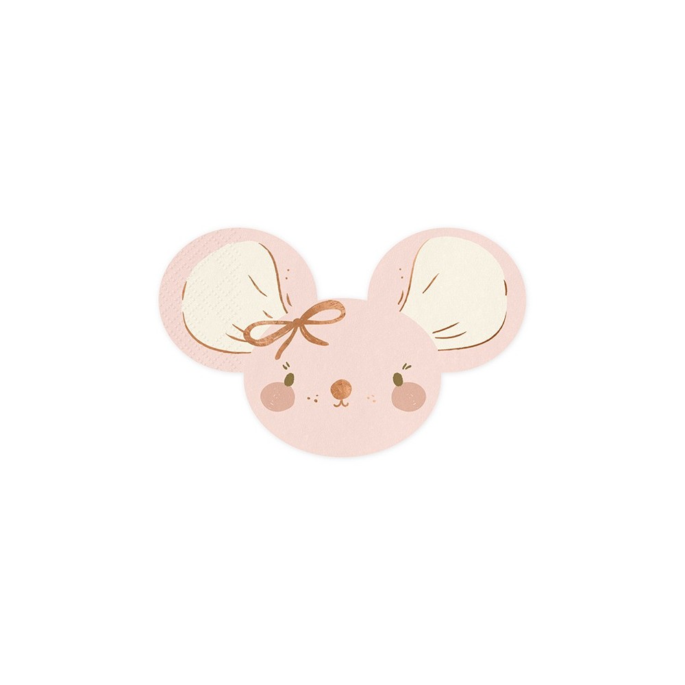 20 Serviettes de table Souris - rose clair -