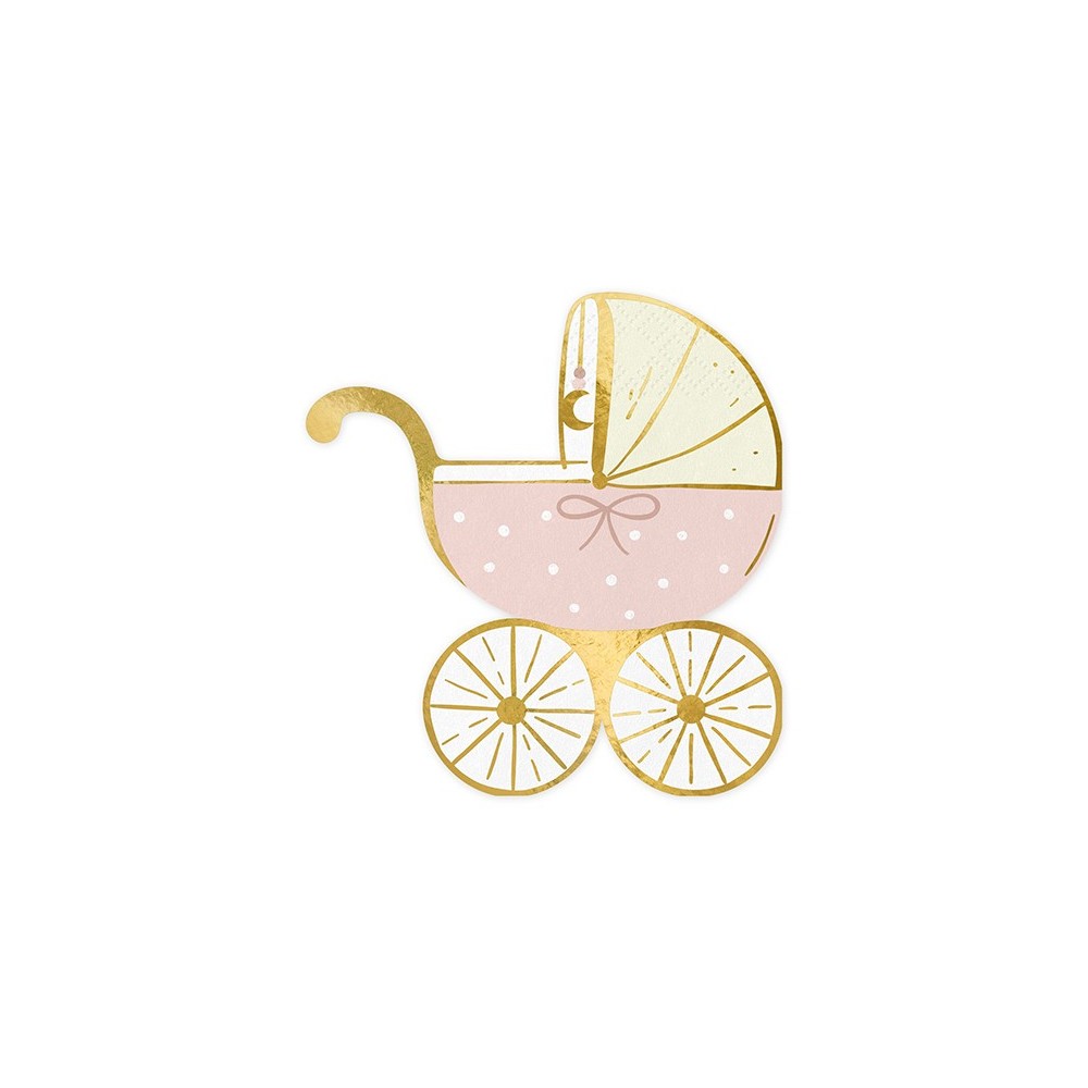 20 Serviettes de table Poussette - rose clair - 14x15 cm