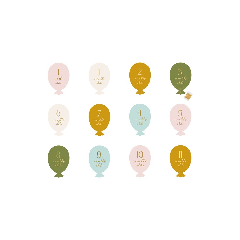 Cartes bébé 12 mois pour photos - Ballons