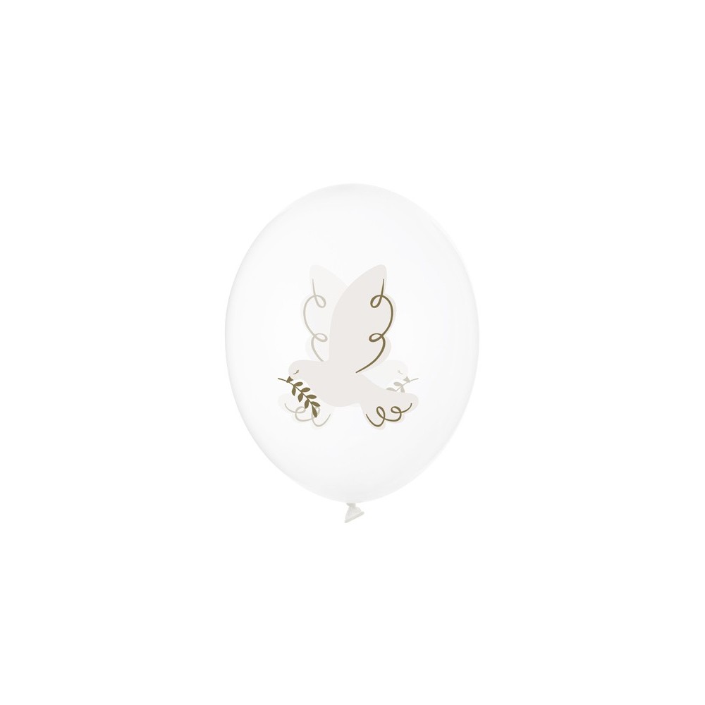 6 Ballons 30 cm - Colombe - Crystal Clear