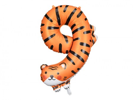 Ballon mylar Chiffre 9 - Tigre