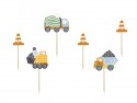 6 Décorations pour muffins - Véhicules de chantier