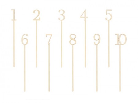 10 Numéros de table en bois