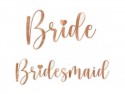 6 Autocollants ''Bride & Bridesmaid''- or rose