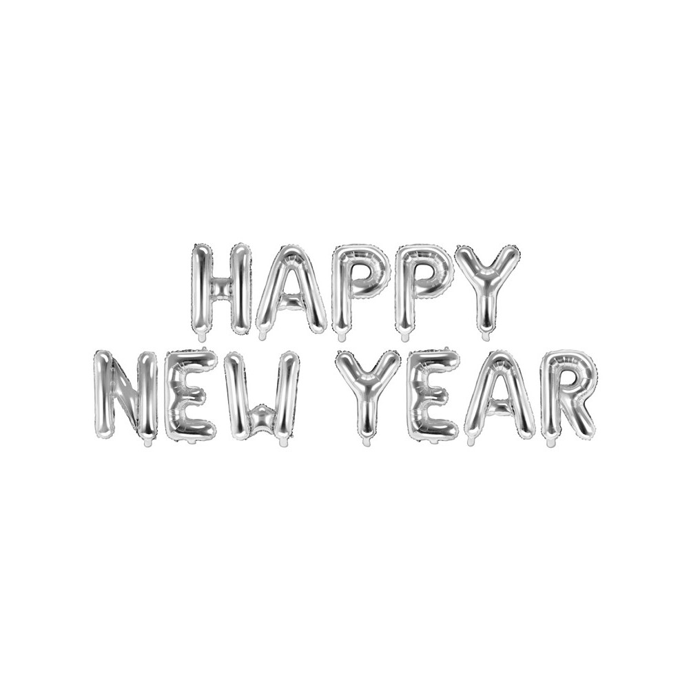 Ballon en mylar Happy New Year - argent