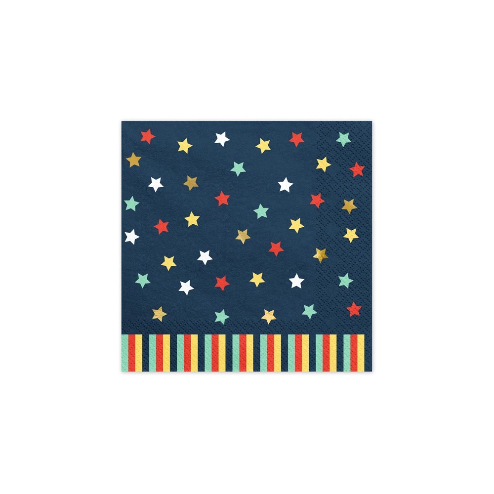 12 Serviettes de table Etoiles - bleu marine