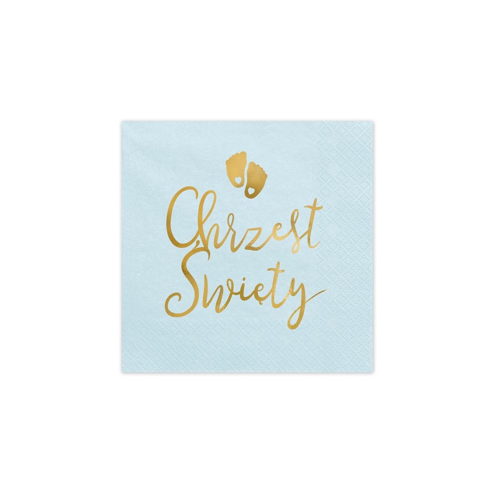 12 Serviettes de table Baptême - bleu clair