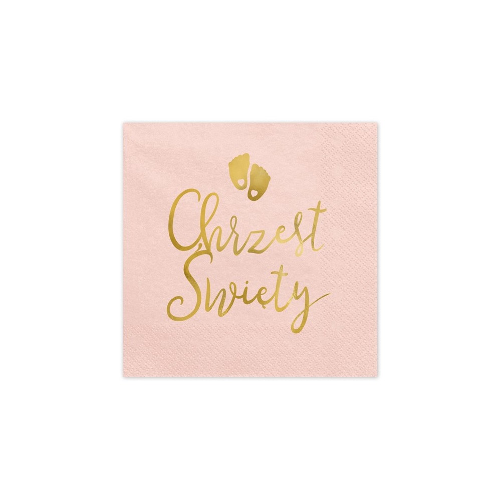 12 Serviettes de table Baptême - rose pâle