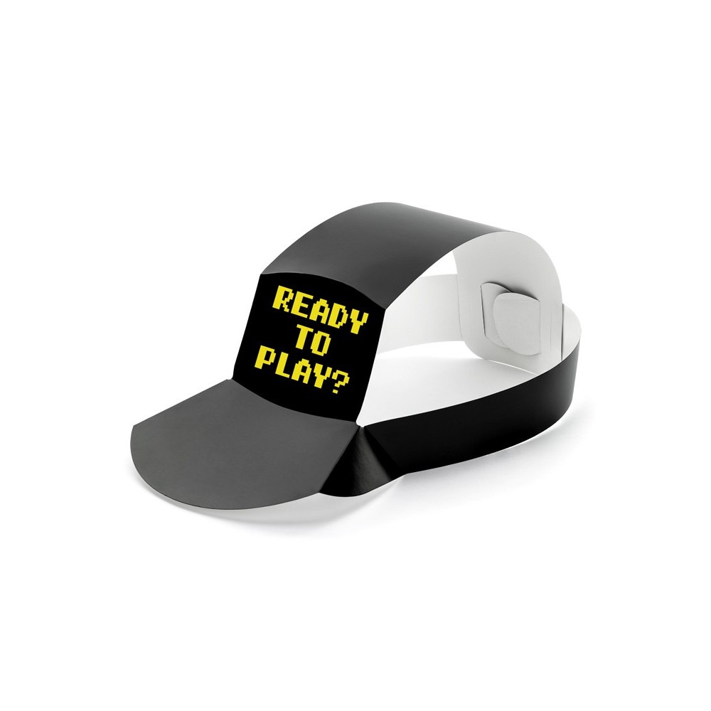 6 Chapeaux en papier Gamer - noir