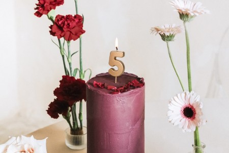 Bougie Chiffre 5 - or