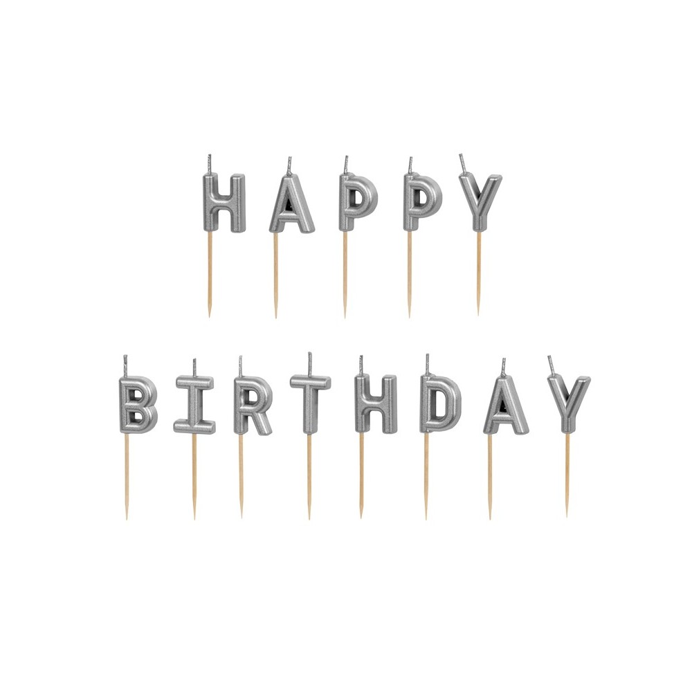 13 Bougies Happy Birthday - argent