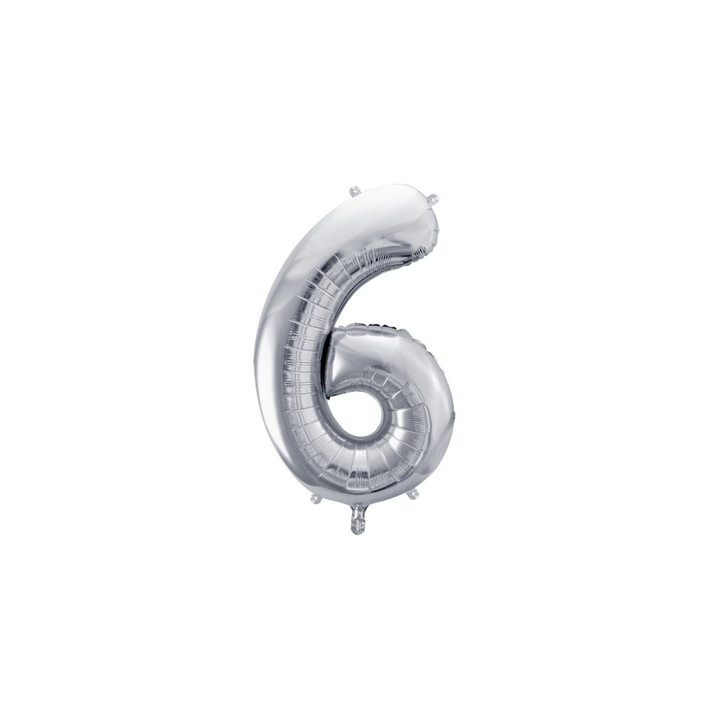 Ballon mylar Chiffre ''6'' - argent