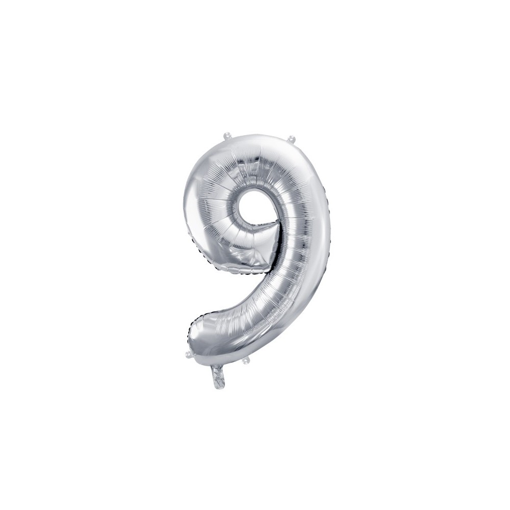 Ballon mylar Chiffre ''9'' - argent
