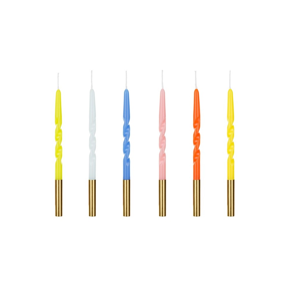 6 Bougies Torsadées - Assorties