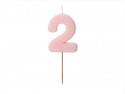 Bougie Chiffre 2- rose clair