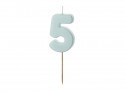 Bougie Chiffre 5- bleu clair