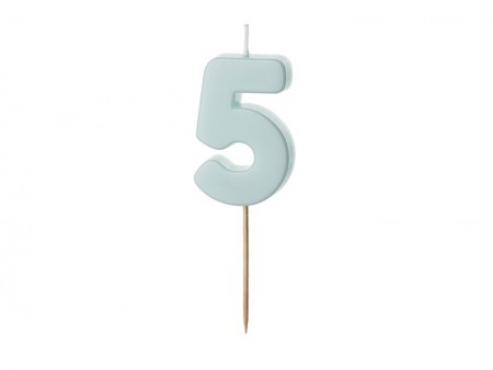 Bougie Chiffre 5- bleu clair