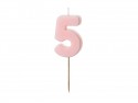 Bougie Chiffre 5- rose clair