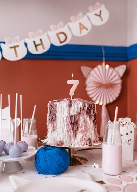 Bougie Chiffre 7- rose clair