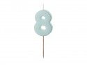 Bougie Chiffre 8- bleu clair