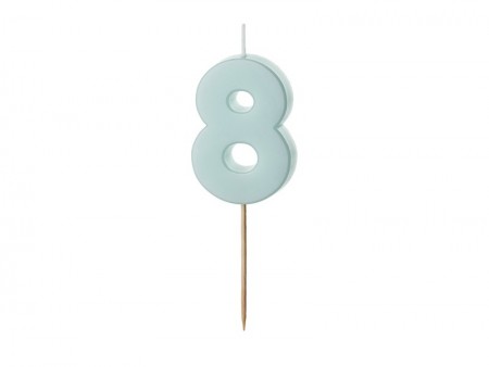Bougie Chiffre 8- bleu clair