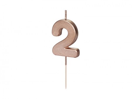 Bougie Chiffre 2- or rose