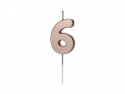 Bougie Chiffre 6- or rose