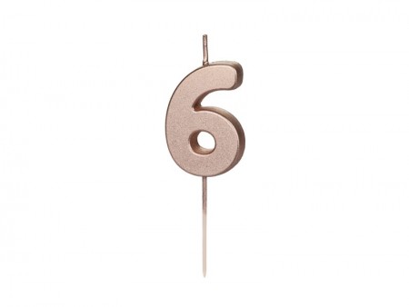 Bougie Chiffre 6- or rose