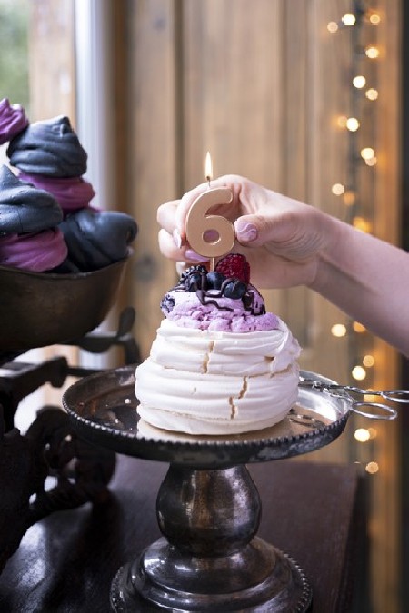 Bougie Chiffre 6- or rose