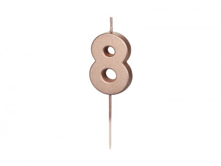 Bougie Chiffre 8- or rose
