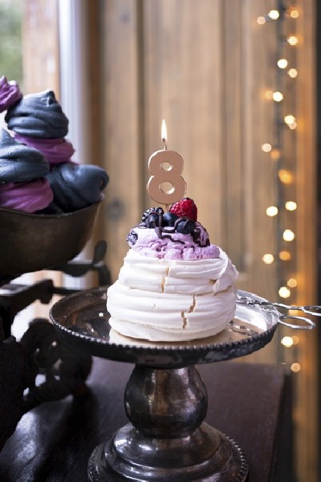 Bougie Chiffre 8- or rose