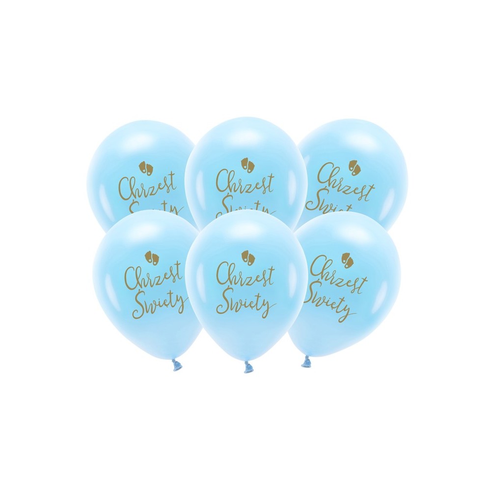 6 Ballons Eco 33 cm - Baptême Saint - bleu Ciel