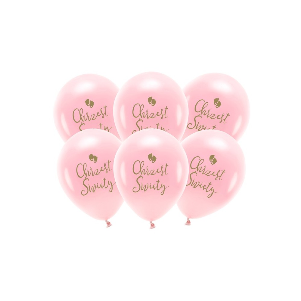 6 Ballons Eco 33 cm - Baptême Saint - Rose Blush