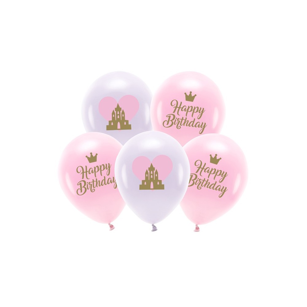5 Ballons Eco 33 cm - Happy Birthday - Mix