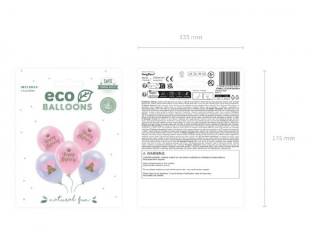 5 Ballons Eco 33 cm - Happy...