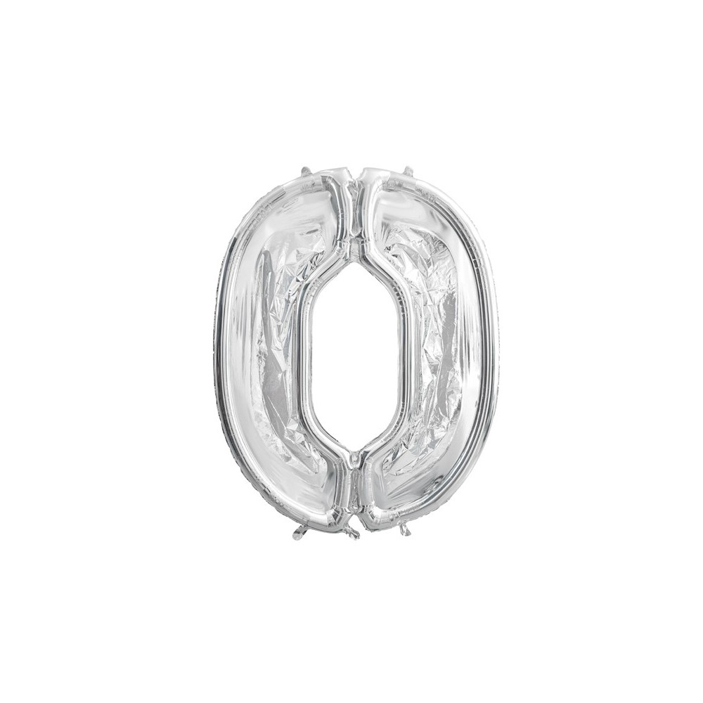Cadre Numéro '0' pour Ballons Latex  - argent Brillant