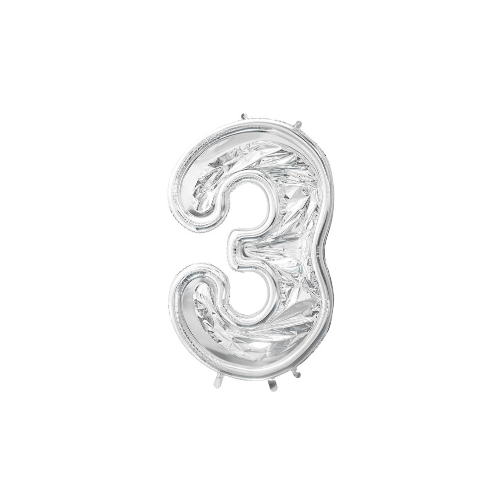 Cadre Numéro '3' pour Ballons Latex - argent Brillant