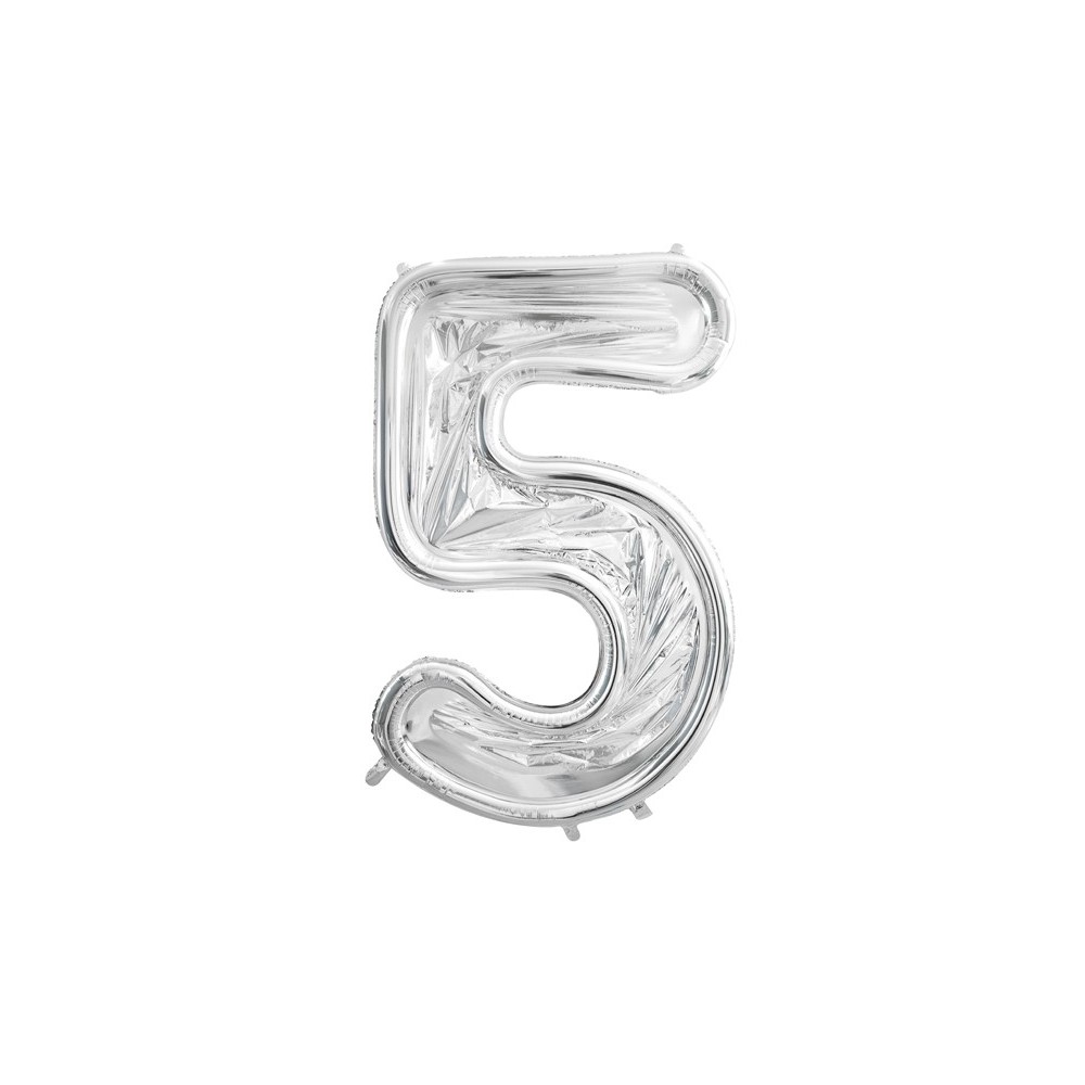 Cadre Numéro '5' pour Ballons Latex - argent Brillant