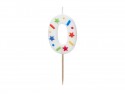 Bougie Chiffre '0'- confettis blancs -