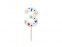 Bougie Chiffre '3'- confettis blancs