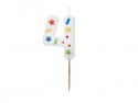 Bougie Chiffre '4'- confettis blancs