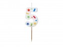 Bougie Chiffre '5'- confettis blancs