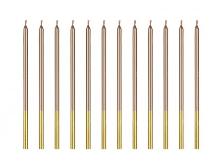 12 Bougies lisses - or rose...