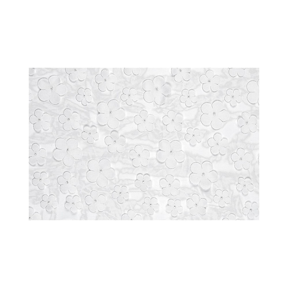 Chemin de table Fleurs - blanc